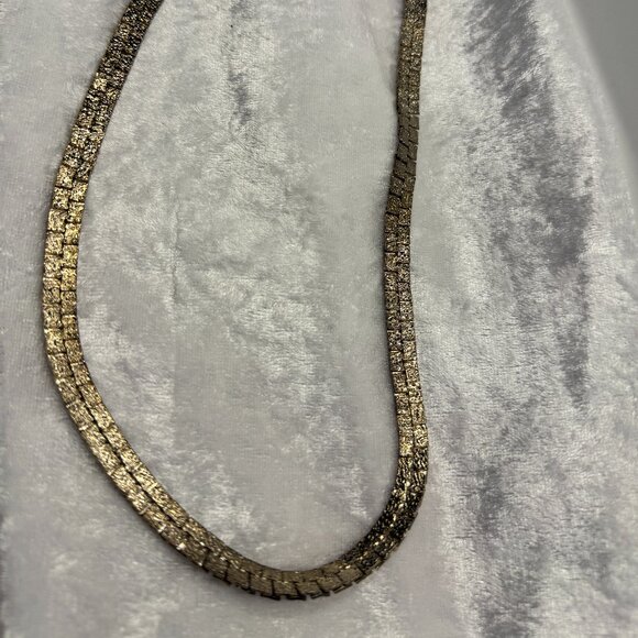 Vintage Gold-Tone Textured Necklace & Bracelet Set | Bold 80s Glam - Picture 2 of 5